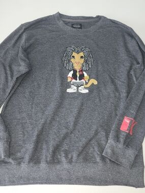 Anvil Charcoal Gray Crewneck Sweater with Colorful Lion Graphic